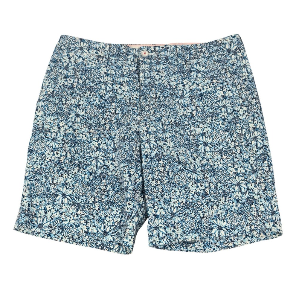 Lilly Pulitzer Men's Sz 34 Blue Floral Flowers Beaumont Cotton Stretch 9" Shorts